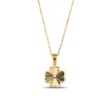 14K Gold Clover Pendant Necklace | Lucky Charm Jewelry - Görsel 4