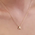Solid Gold Initial Necklace – 10K/14K Letter A Pendant