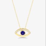 Gold Evil Eye Pendant Necklace – Dainty Blue Gemsto - Görsel 5