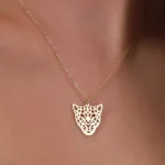 14K Gold Panther Necklace – Cutout Wildcat Pendant, Animal Jewelry - Görsel 2