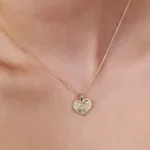 14K Gold Flower Heart Pendant Necklace | Romantic Charm - Görsel 4