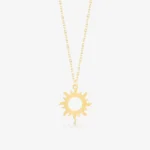10K Gold Sun Pendant Necklace – Celestial Layering Jewelry - Görsel 3