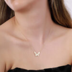 14K Solid Gold Butterfly Pendant Necklace | Elegant Nature Jewelry - Görsel 3
