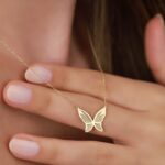 14K Solid Gold Butterfly Pendant Necklace | Elegant Nature Jewelry - Görsel 2