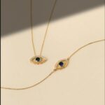 Gold Evil Eye Pendant Necklace – Dainty Blue Gemsto - Görsel 3