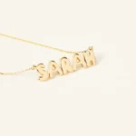 Personalized Solid Gold Name Necklace - Custom Letter Pendant - Görsel 3