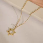 14K Gold Star of David Necklace – Minimalist Magen David Pendant - Görsel 2