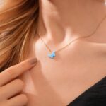 Blue Opal Butterfly Necklace – Dainty Gold Pendant