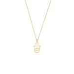 Gold Hamsa Hand Necklace – Dainty Evil Eye Amulet, Spiritual Jewelry - Görsel 3