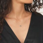 Gold Evil Eye Pendant Necklace – Dainty Blue Gemsto