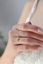 Solid Gold Cross Necklace – Minimalist Religious Pendant, Faith Jewelry - Görsel 2