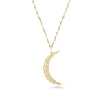 Real Gold Diamond Moon Necklace – 10K/14K Crescent Pendant - Görsel 4