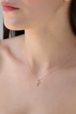 10K/14K Gold Cross Necklace – Dainty Diamond Religious Pendant - Görsel 5