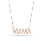 Solid Gold Diamond MAMA Necklace – 10K/14K Gold, Mother's Gift - Görsel 4