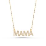 Solid Gold Diamond MAMA Necklace – 10K/14K Gold, Mother's Gift - Görsel 6