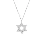 Diamond Star of David Necklace – 10K/14K Solid Gold Jewish Pendant - Görsel 7