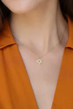 Diamond Star of David Necklace – 10K/14K Solid Gold Jewish Pendant - Görsel 6