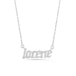Custom Solid Gold Diamond Name Necklace - Gothic, Script Font - Görsel 7