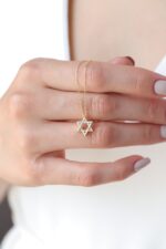 Solid Gold Diamond Star of David Pendant – Jewish Necklace - Görsel 10