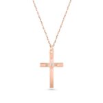 Solid Gold Diamond Cross Necklace – 10K/14K Minimalist Faith Pendant - Görsel 5