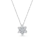 Diamond Flower Necklace – 14K Solid Gold Floral Pendant - Görsel 7