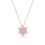 Diamond Flower Necklace – 14K Solid Gold Floral Pendant - Görsel 5