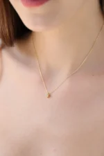 Diamond Flower Necklace – 14K Solid Gold Floral Pendant - Görsel 6