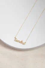 14K Gold Diamond Name Necklace: Personalized Zircon Pendant - Görsel 9