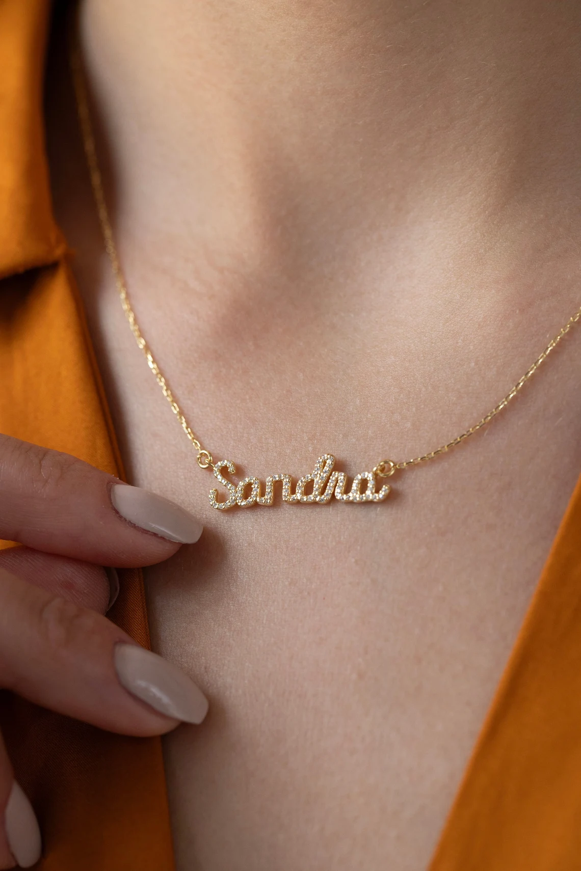il_1140xN.6147086230_jy8g 14K Gold Diamond Name Necklace: Personalized Zircon Pendant - Görsel 1