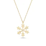 14K Gold Diamond Snowflake Necklace – Winter Holiday Pendant - Görsel 5