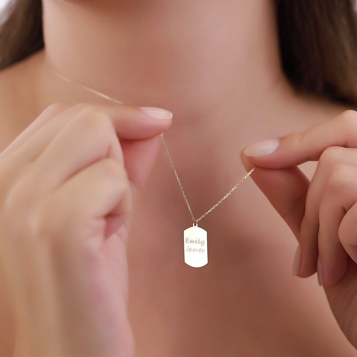 il_1140xN.6172197806_bhp6 14K Gold Custom Engraved Name Tag Necklace – Personalized Keepsake - Görsel 1