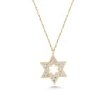 Diamond Star of David Necklace – 10K/14K Solid Gold Jewish Pendant - Görsel 3