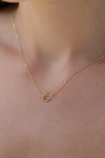 Solid Gold Double Circle Necklace – Interlocking Rings Pendant