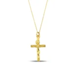Solid Gold Crucifix Necklace – 10K/14K Real Gold Jesus Pendant - Görsel 2