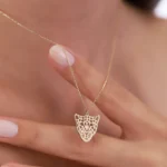 14K Gold Panther Necklace – Cutout Wildcat Pendant, Animal Jewelry