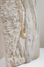 Real Gold Diamond Moon Necklace – 10K/14K Crescent Pendant - Görsel 2