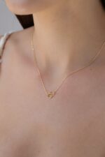Solid Gold Double Circle Necklace – Interlocking Rings Pendant - Görsel 2