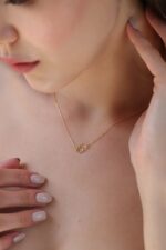 Solid Gold Double Circle Necklace – Interlocking Rings Pendant - Görsel 4