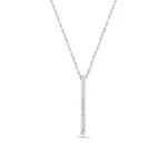 14K Solid Gold Diamond Bar Necklace – Minimalist Vertical Pendant - Görsel 7