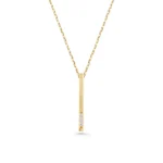 14K Solid Gold Diamond Bar Necklace – Minimalist Vertical Pendant - Görsel 5
