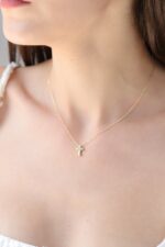 Solid Gold Cross Necklace – Minimalist Religious Pendant, Faith Jewelry - Görsel 3