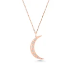 Real Gold Diamond Moon Necklace – 10K/14K Crescent Pendant - Görsel 6