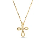 10K/14K Gold Cross Necklace – Dainty Diamond Religious Pendant - Görsel 3