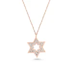 Diamond Star of David Necklace – 10K/14K Solid Gold Jewish Pendant - Görsel 5