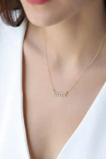 Custom Solid Gold Diamond Name Necklace - Gothic, Script Font - Görsel 9