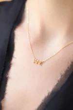 Personalized Solid Gold Name Necklace - Custom Letter Pendant - Görsel 8