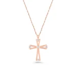 Solid Gold Diamond Cross Necklace – Modern Geometric Faith Pendant - Görsel 5