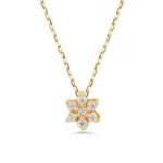 Diamond Flower Necklace – 14K Solid Gold Floral Pendant - Görsel 3