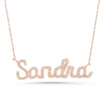 14K Gold Diamond Name Necklace: Personalized Zircon Pendant - Görsel 5