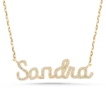 14K Gold Diamond Name Necklace: Personalized Zircon Pendant - Görsel 3